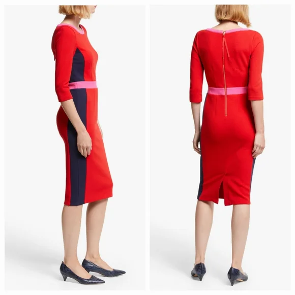 Boden Red and Pink Colorblock Dress - Picture 3 of 13